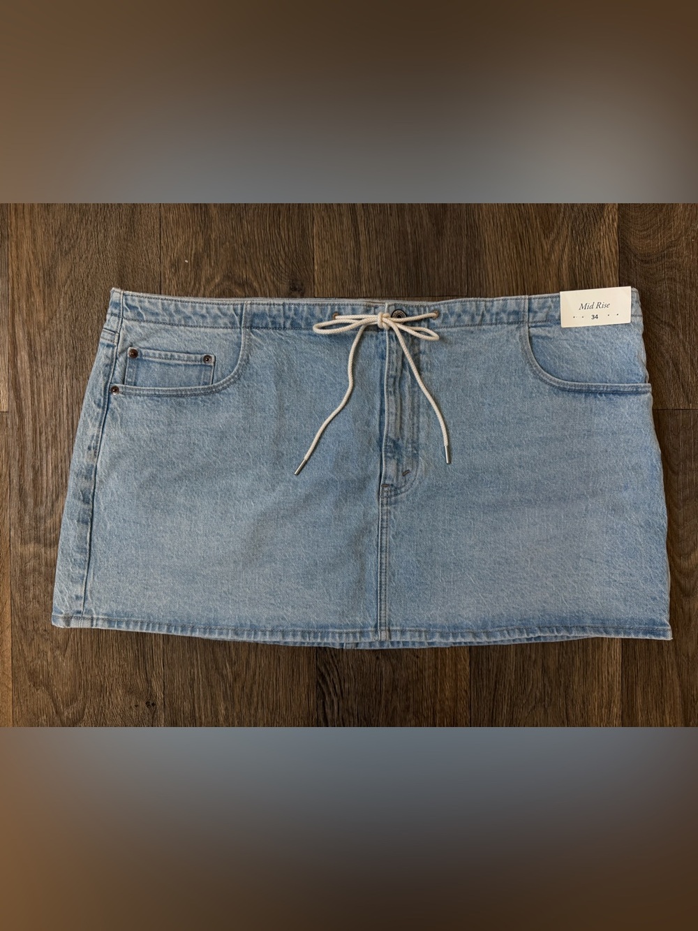 Abercrombie & Fitch Light Blue Denim Drawcord Mini Skirt Women’s 34